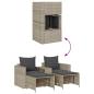 Preview: 5tlg. Garten-Sofagarnitur Kissen Stapelbar Hellgrau Poly Rattan