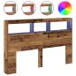 Preview: LED-Kopfteil mit Ablagen Altholz-Optik 160x17x102 cm