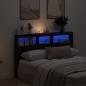 Preview: ARDEBO.de - LED-Kopfteil mit Ablagen Schwarz Eichen-Optik 160x17x102 cm