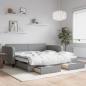Preview: ARDEBO.de - Tagesbett Ausziehbar mit Schubladen Hellgrau 100x200 cm Stoff