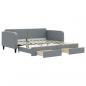 Preview: Tagesbett Ausziehbar mit Schubladen Hellgrau 100x200 cm Stoff