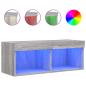 Preview: TV-Schrank mit LED-Leuchten Grau Sonoma 80x30x30 cm