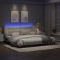 Preview: Bettgestell mit LED Weiß und Schwarz 200x200 cm Kunstleder