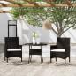 Preview: ARDEBO.de - 3-tlg. Bistro-Set Poly-Rattan und Hartglas Schwarz