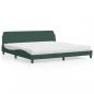 Preview: ARDEBO.de - Bett mit Matratze Dunkelgrün 200x200 cm Samt
