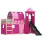 Preview: Etagenbett mit Rutsche und Gardinen Rosa 90x200 cm