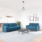 Preview: 2-tlg. Sofagarnitur mit Kissen und Nackenrollen Blau Samt