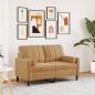 Preview: ARDEBO.de - 2-Sitzer-Sofa mit Zierkissen Braun 120 cm Samt