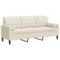 Preview: 3-Sitzer-Sofa mit Zierkissen Creme 180 cm Samt
