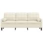 Preview: 3-Sitzer-Sofa mit Zierkissen Creme 180 cm Samt