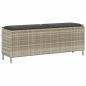 Preview: ARDEBO.de - Gartenbank mit Kissen Hellgrau 110x30x40,5 cm Poly Rattan