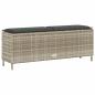 Preview: Gartenbank mit Kissen Hellgrau 110x30x40,5 cm Poly Rattan