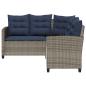 Preview: Gartensofa in L-Form mit Tisch und Kissen Grau Poly Rattan