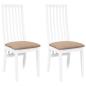 Preview: Esszimmerstühle mit Kissen 2 Stk. Weiß Massivholz Gummibaum