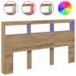 Preview: LED-Kopfteil mit Ablagen Artisan-Eiche 180x17x102 cm