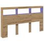 Preview: LED-Kopfteil mit Ablagen Artisan-Eiche 180x17x102 cm