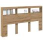 Preview: LED-Kopfteil mit Ablagen Artisan-Eiche 180x17x102 cm