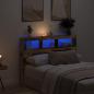 Preview: ARDEBO.de - LED-Kopfteil mit Ablagen Altholz-Optik 140x17x102 cm