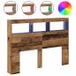 Preview: LED-Kopfteil mit Ablagen Altholz-Optik 140x17x102 cm