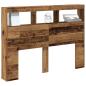 Preview: LED-Kopfteil mit Ablagen Altholz-Optik 140x17x102 cm