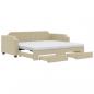 Preview: Tagesbett Ausziehbar mit Schubladen Creme 100x200 cm Stoff
