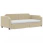 Preview: Tagesbett Ausziehbar mit Schubladen Creme 100x200 cm Stoff