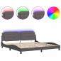 Preview: Bettgestell mit LED Grau 200x200 cm Kunstleder