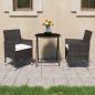 Preview: ARDEBO.de - 3-tlg. Bistro-Set Poly-Rattan und Hartglas Braun