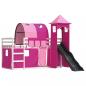 Preview: Etagenbett mit Rutsche und Gardinen Rosa 90x200 cm