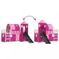Preview: Etagenbett mit Rutsche und Gardinen Rosa 90x200 cm