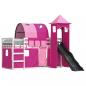 Preview: Etagenbett mit Rutsche und Gardinen Rosa 90x200 cm