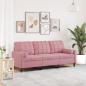 Preview: ARDEBO.de - 3-Sitzer-Sofa mit Zierkissen Rosa 180 cm Samt