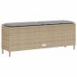 Preview: Gartenbank mit Kissen Beige 110x30x40,5 cm Poly Rattan