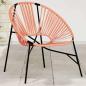 Preview: ARDEBO.de - Gartenstuhl in Ei-Form Schwarz und Orange Poly Rattan