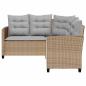 Preview: Gartensofa in L-Form mit Tisch und Kissen Beige Poly Rattan