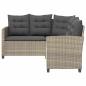 Preview: Gartensofa in L-Form mit Tisch und Kissen Hellgrau Poly Rattan