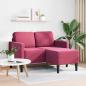 Preview: 2-Sitzer-Sofa mit Chaiselongue L-Form Weinrot 125 cm Samt