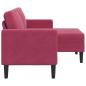 Preview: 2-Sitzer-Sofa mit Chaiselongue L-Form Weinrot 125 cm Samt