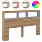 Preview: LED-Kopfteil mit Ablagen Artisan-Eiche 160x17x102 cm