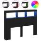 Preview: LED-Kopfteil mit Ablagen Schwarz Eichen-Optik 140x17x102 cm