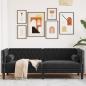 Preview: ARDEBO.de - Chesterfield-Sofa mit Nackenrollen 3-Sitzer Schwarz Samt