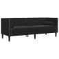 Preview: Chesterfield-Sofa mit Nackenrollen 3-Sitzer Schwarz Samt