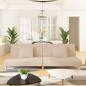 Preview: ARDEBO.de - Schlafsofa 2-Sitzer mit 2 Kissen Creme Stoff