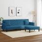 Preview: 2-tlg. Sofagarnitur mit Kissen Blau Samt