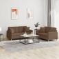 Preview: ARDEBO.de - 2-tlg. Sofagarnitur mit Kissen Braun Stoff