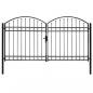Preview: ARDEBO.de - Zauntor Doppelflügel Gewölbte Spitze Stahl 300x175 cm Schwarz