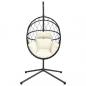Preview: Hängesessel Ei-Design mit Ständer Beige Rattan und Stahl