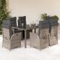 Preview: ARDEBO.de - 7-tlg. Garten-Essgruppe mit Kissen Grau Poly Rattan