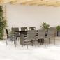 Preview: ARDEBO.de - 9-tlg. Garten-Essgruppe mit Kissen Grau Poly Rattan