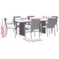 Preview: 9-tlg. Garten-Essgruppe mit Kissen Grau Poly Rattan
